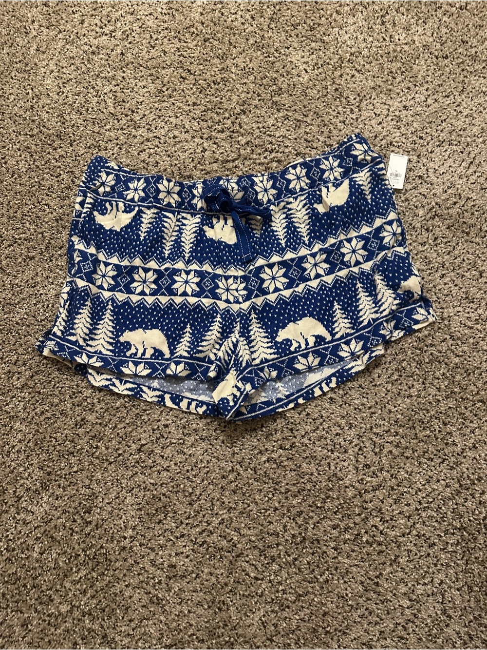 Old Navy Blue and Cream Fair Isle Lounge Shorts